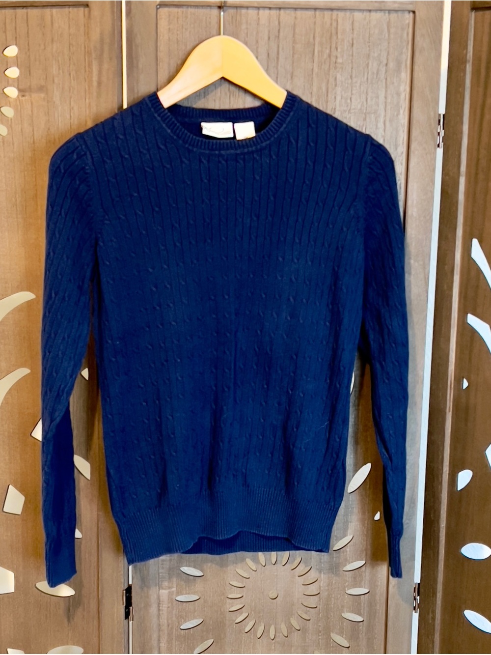 Kim Rogers Navy Cable Crewneck Sweater